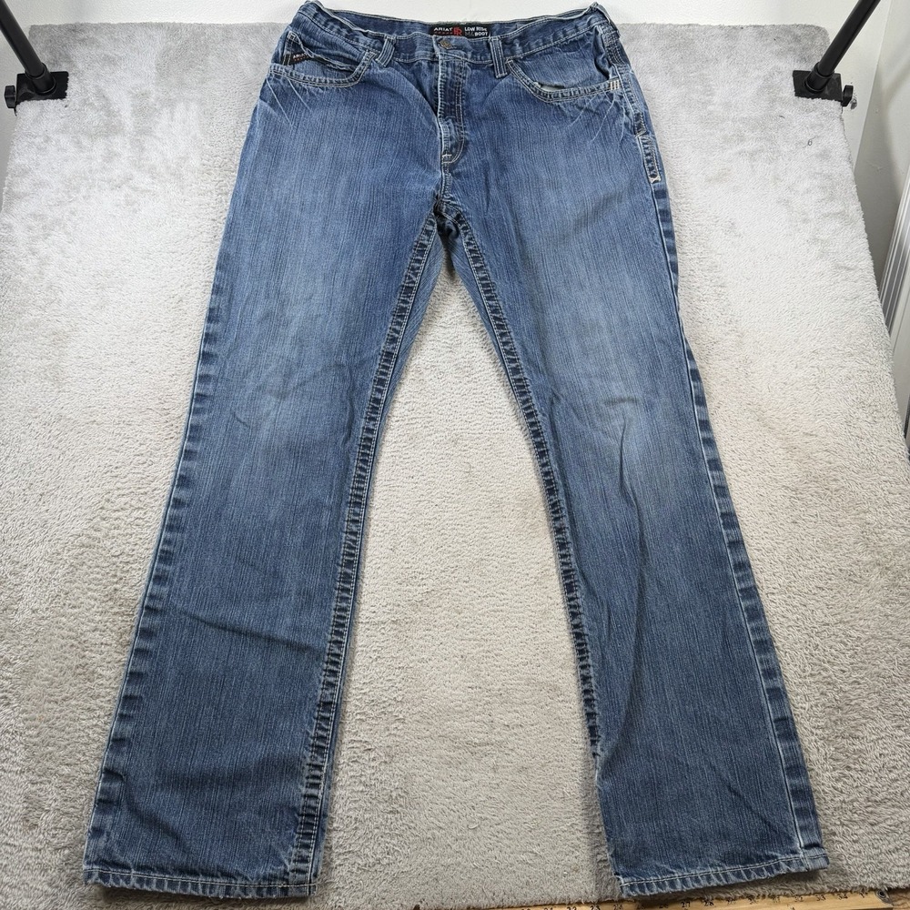 Ariat FR Jeans Mens 38x36 (Fit 36x36) Blue Denim M4 Low Rise Boot Cut Workwear